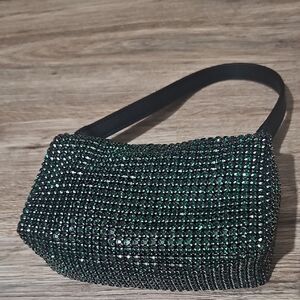 Elegant Green Crystal-Embellished Women's Bag